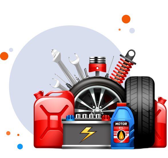 تصویری گرافیکی که شمال لاستیک ماشین و بنزین و.. خدمات خودرو است.